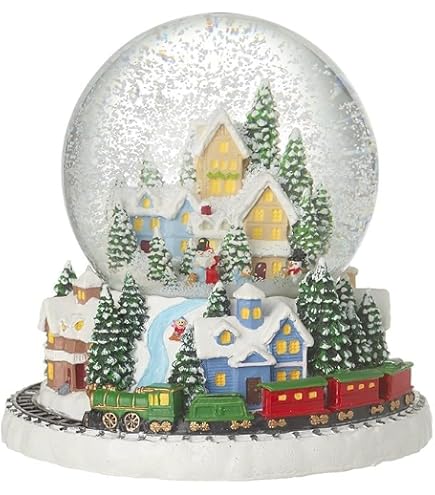Heaven Sends Palla Di Neve Christmas Village: Villaggio Natalizio Rosa E Oro Sotto Cupola, 13,8 Cm