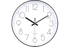 ‎JOMPARIS jomparis 20cm Modern Quartz Lautlos Wanduhr Schleichende Sekunde ohne Ticken Analoge Wanduhr Dekor für Wohnzimmer, Kinderzimmer,Küche,Büro,Geschenk (Schwarz)