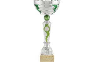 Art-Trophies TP142 Trofeo Sportivo Lampo e Nastro, Argento/Verde, 32 cm