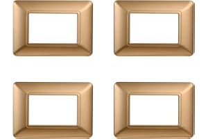 ZOREI 4 Pezzi Placche Compatibile Con Bticino Matix, Placche In Plastica (3 Posti/Moduli,Oro)