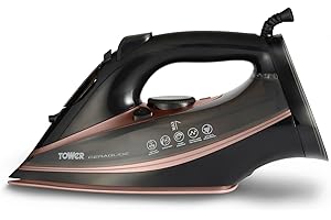 Tower T22013 CeraGlide Steam Iron, Ceramic Sole Plate, 3100 W, Rose Gold and Black