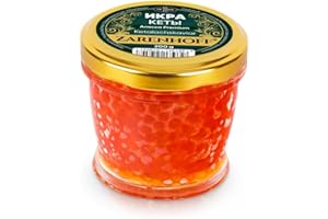 ‎ZARENHOFF Kaviar Lachskaviar 200g Alaska Keta Premium | 200 gr Glas, hochwertiger roter Ketalachskaviar aus Wildlachs, икра Кеты, feiner Fischrogen | Premium Qualität, ideal für Gourmets & besondere Anlässe
