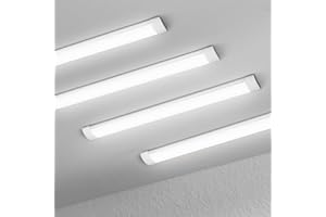 muzha 4 Packs LED Batten Lights 4FT 40W 6500k Daylight,Low Profile Wall or Ceiling Surface Mounted Fitting for Home/Workshop/Office/School Restaurant