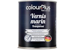 COLOURPLUS FARBE UND MEHR ColourPlus Vernis Marin 750 ml - Transparent - Vernis bois extérieur brillant, résistant à l'eau et intempéries | Pour bateaux, fenêtres, meubles et jardin | Résistant aux UV
