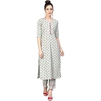 GoSriKi Women's Cotton Straight Kurta with Checkered Trouser