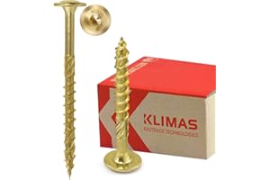 WKRET-MET KLIMAS Wkręty do drewna, Torx, wkręty z łbem talerzowym, TX, wkręty z łbem płaskim, do drewna, zestaw wkrętów do drewna, konstrukcja dachu, 6 x 100 mm, 100 sztuk