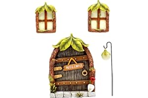 WHCCTL Miniaturowe okna i drzwi do domu, miły miniaturowy ogród wróżki, urocze drzewo, kreatywne oświetlenie drzew, dekoracja drzwi wejściowych, akcesoria do dekoracji ścian i drzew, na zewnątrz