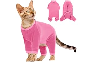 PUMYPOREITY Pull pour Chats, Manteau Chaud Sweat-Shirt d'hiver Vêtements Pyjama Chat Body Post Operatoire Sweat Printemps Automne Hiver(Rose, L)