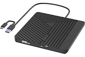 MOSWAG External DVD Drive USB 3.0 USB C CD Burner CD/DVD +/-RW Optical Drive, Slim Portable DVD CD ROM Rewriter Writer Duplicator for Laptop Desktop PC