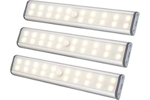 ‎HIBOITEC LED Schrankbeleuchtung mit Bewegungsmelder, LED Sensor Licht 20 LED Kleiderschrank Lampen Unterbauleiste Beleuchtung Küchenleuchte, Nachtlicht Schranklicht Stick-On Magnetstreifen (Warmweiß Licht)