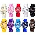 Weicam Wholesale 10 Pack Men Women Silicone Band Watch Set Analog Quartz Jelly Colorful Wristwatch, Modern