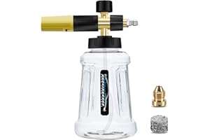 DANCINGBOAR Lancia Schiuma da Neve con Attacco Rapido 1/4 per Pistola Idropulitrice, 1L Snow Foam Lance con Ugello a Spruzzo Regolabile & Eadattatore di Nuova Generazione (nero e giallo)