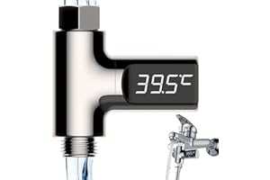 GAOUTO Digital Badethermometer, 5-85 ℃ Duschthermometer, 360 ° drehbarem Bildschirm Echtzeit Wasserdurchfluss Thermometer für Wassertemperatur, für Hauptküche-Badezimmer Duschthermometer