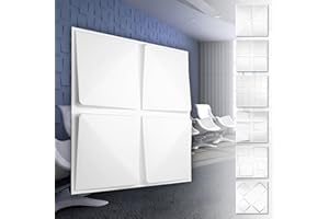 HEXIM Pannelli murali in PVC 3D - rivestimento murale bianco con effetto 3D - motivi a cubo (5QM confezione economica HD032 50x50cm) Pannelli di rivestimento per soggiorno