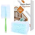 30 Pack Duster Refills Compatible with Flash and Swiffer Duster, Duster Magnet with 1 Handle, 180° Duster Replacement Refills for Cleaning Furniture, Office, Blinds, Car