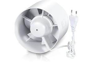 ISOISL Rohrlüfter 100mm mit Rückstauklappe – Leiser Badezimmerlüfter für Bad, Küche, Garage, 130m³/h Luftabzug, Energiesparend und Effizient