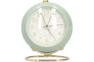 SERLIUM Sveglia da Comodino Sveglia Analogica in Vernice Metallica Risparmio Energetico Protezione Per Gli con Luce Orologio da Tavolo Per Camera(Verde)