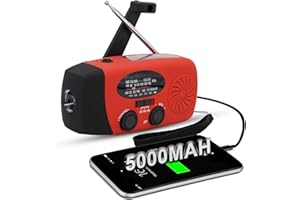 GEARTIST Upgraded Emergency Solar Weather Radio 5000mAh Power Bank Hurricane Supplies Earthquake Kit Hand Crank Self Powered AM/FM/WB NOAA Wind Up Survival Radios LED Flashlight