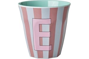 ReWu Rice Melmain Becher Medium Jungen - Buchstabe E - Kinderbecher Campingbecher Campnggeschirr Trinkbecher Melamingeschirr Bruchsicher BPA-Frei 250ml
