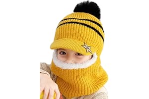 JFAN Toddler Hat Kids Beanie Hat with Pompom Boys Girls Winter Hat Lined Earflap Neck Warmers Scarf Set