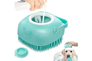 LEO-PAUL PARIS LEO-PAUL Brosse de Bain Démêlante en Silicone pour Chiens à Poils Courts et Longs Accessoire de Toilettage de Massage et Nettoyage Rapide avec Réservoir et Distributeur d'Eau et de Shampoing (BLEUE)