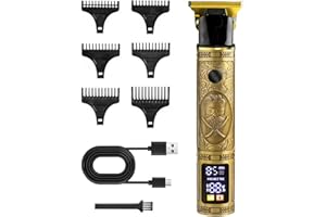 TRONGLE Tondeuse Cheveux Hommes, Tondeuse Barbe Homme T Zéro écart Avec écran LED, Sans Fil Tondeuse Precision Rechargeable, Tondeuse Professionnelle IPX7 Étanche à L'eau pour Famille Barbier et Cadeau Homme