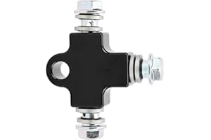 AMONIDA Connecteur en T, 44x39mm Systèmes de Freinage Hydraulique Universel en Acier Connecteur en T de Tuyau de Tube à 3 Voies pour la Conversion des Deux Premiers Disques (B (té noir