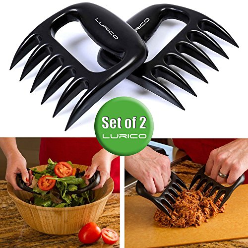 LURICO Gezogene Schweinehacker Bärenklaue Fleisch Tenderizer - BBQ FLEISCHGABEL Zerkleinerungshandling & Fleischhandler Carving Gabeln (Schwarz)