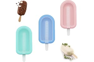 YCSRNN 3 Pcs Ice Lolly Moulds, Ice Lolly Moulds with Sticks, Lolly Moulds, Reusable Ice Cream Moulds, Mini Ice Cream Maker with Non-Spill Lid, BPA Free Popsicle Molds Set, DIY Homemade Dessert Mould