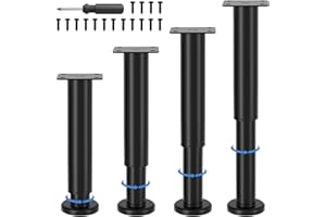 VETIN 4 Stück Möbelfüße Verstellbar, Möbelfüße Höhenverstellbar 18-30cm, Metall Schwarz Möbelbeine, Möbelbeine für Schrank Fernsehschrank Bett Sofa Nachttisch Lehrstuhl Badezimmerschrank