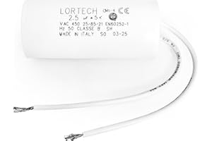 LORTECH Condensatore permanente 2,5 µF - Ø 25 mm x 55 mm - Certificato IMQ e CE - Made in Italy