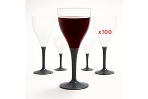 Table'Colors Lot de 100 Verres A Pied Plastique Lavable et Reutilisable - Emboitage Parfait, Grande Stabilité, Idéal Mariage, Anniversaire, Réceptions - Contenance 16cl (Ardoise)
