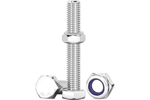 Drenky Boulon M10 10 Pcs Bouton à Tête Hexagonale Et écrous, M10 X 60mm Boulons à Six Pans Avec écrous Boulons Acier Inoxydable A2 V2A Pour Meubles, Voitures, Vélos, Bateaux, Impression 3D