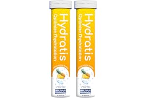 HYDRATIS - Pastilles Hydratation Electrolytes - Ananas - Améliore l'Hydratation et Favorise l'Énergie - Formule Isotonique - Sport, Récupération, Bien-être - 2 tubes (40 Pastilles)