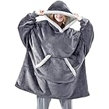 Large Blanket Hoodie with Big Pocket, Ultra Soft Teddy Sherpa Fleece Sweatshirt for Women Men Adult Kids