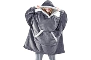 Sweat à Capuche Couverture Pull Capuchon Sherpa Peluche à Manches TV Plaid Couvertures Adulte Femme Homme Unisexe