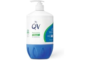 QV Cream with 10% Glycerin (1050g) Rich Protective Moisturiser for Sensitive, Dry Skin, Fragrance Free, Noncomedogenic Body Cream, Hydrating Skin Care for Eczema, Psoriasis, Dermatitis, Pump Bottle