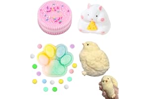 CADOAL 4 Pcs Colorful Squishy Toys Set, Fufu Taba Squishies Fidget Toy With Cat Paw, Biscuits for Oreo, Little Hamster and Yellow Chick Sensory Play Suitable for Stress Relief Children Adults Birthday Gifts