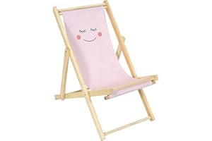 HOME DECO KIDS, Chilena Niño Luna para Niño, Altura del Asiento Ajustable, 49x85x67 cm, Silla Plegable, Silla Infantil al Aire Libre, chaise Longue Infantil