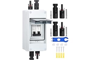 DIHOOL Odłącznik DC PV, wyłącznik nadmiarowy, automatyczny bezpiecznik, 2-biegunowy, 30A, 12V (12V-400V) z kablem, wtyczka solarna, IP65, wodoszczelna obudowa