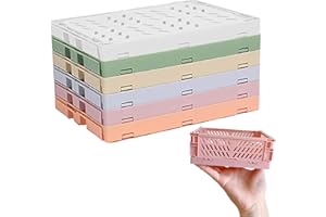 BABYLEISURE 6 Stücke Faltbare Aufbewahrungskiste,Aufbewahrungskorb,Kleine Klappbox,Stabile Faltkiste,Tragbar Aufbewahrunskisten Bunt Körbe Kunststoff,Platzsparend,für Küche,Arbeitszimmer, Büro(15 x 9.8 x 5.7 cm)