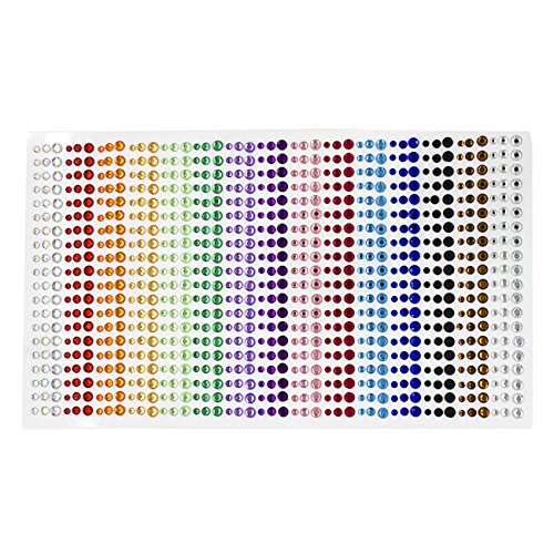 IZOKEE 15 Farbe 3 Größe Strass Aufkleber Acryl Schmucksteine, 900 Stück 3mm 4mm 5mm Strasssteine Selbstklebend Sticker für DIY, Scrapbooking, Basteln, Nagel
