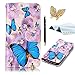 Price comparison product image TOUCASA® Samsung Galaxy NOTE 8 Case,Premium PU Leather Flip Wallet Fashionable Full body Colorful Oil painting Design with Credit Card Slots Holder Folio Book Style Magnetic Closure Stand Function Protective Cover Case for Samsung Galaxy NOTE 8 + Free Touch Stylus Pen & Dust Plug-Blue Butterfly