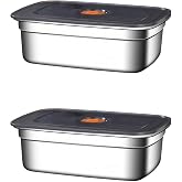 2 Adet &Ccedil;elik 850 ml Yemek Meyve Et Buzdolabı Beslenme Saklama Kabı mt219