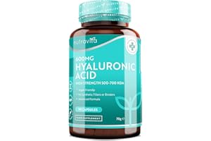 Nutravita Acido Ialuronico in Capsule – 3 Mesi di Fornitura Capsule di Acido Ialuronico da 600 mg - Alto Dosaggio 500-700KDA - Senza OGM Senza Riempitivi o Leganti Sintetici -