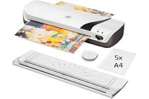 GBC Inspire+ Set 4 in 1 con Plastificatrice per Documenti in Formato A4, Taglierina, Arrotondatore Angoli e Confezione di Pouch - Bianco (4410034)