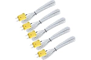 Litensh 5PCS 3M K Type Thermocouple Probe Temperature Sensor Thermocouple K Type Wire Connector Measure Range -50~400°C