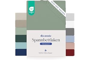 ‎DREAMZIE Dreamzie Spannbettlaken 200x200cm - 35 cm Tiefe Tasche - 100% Mikrofaser Bettlaken - Hellgrün, Schadstoffgeprüft(Oeko TEX), Bettlaken mit Gummizug