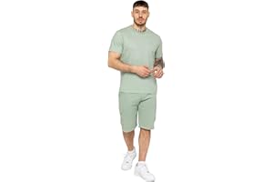 989Zé ENZO Mens Tracksuit T Shirt Shorts Set Regular Fit Plain Tee Crew Neck Top Casual Fleece Cargo Shorts