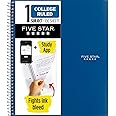 Five Star Spiral Notebook, 1-Subject, 100 College-Ruled Sheets, 11 x 8.5 Inch Sheet Size, Blue (72565)